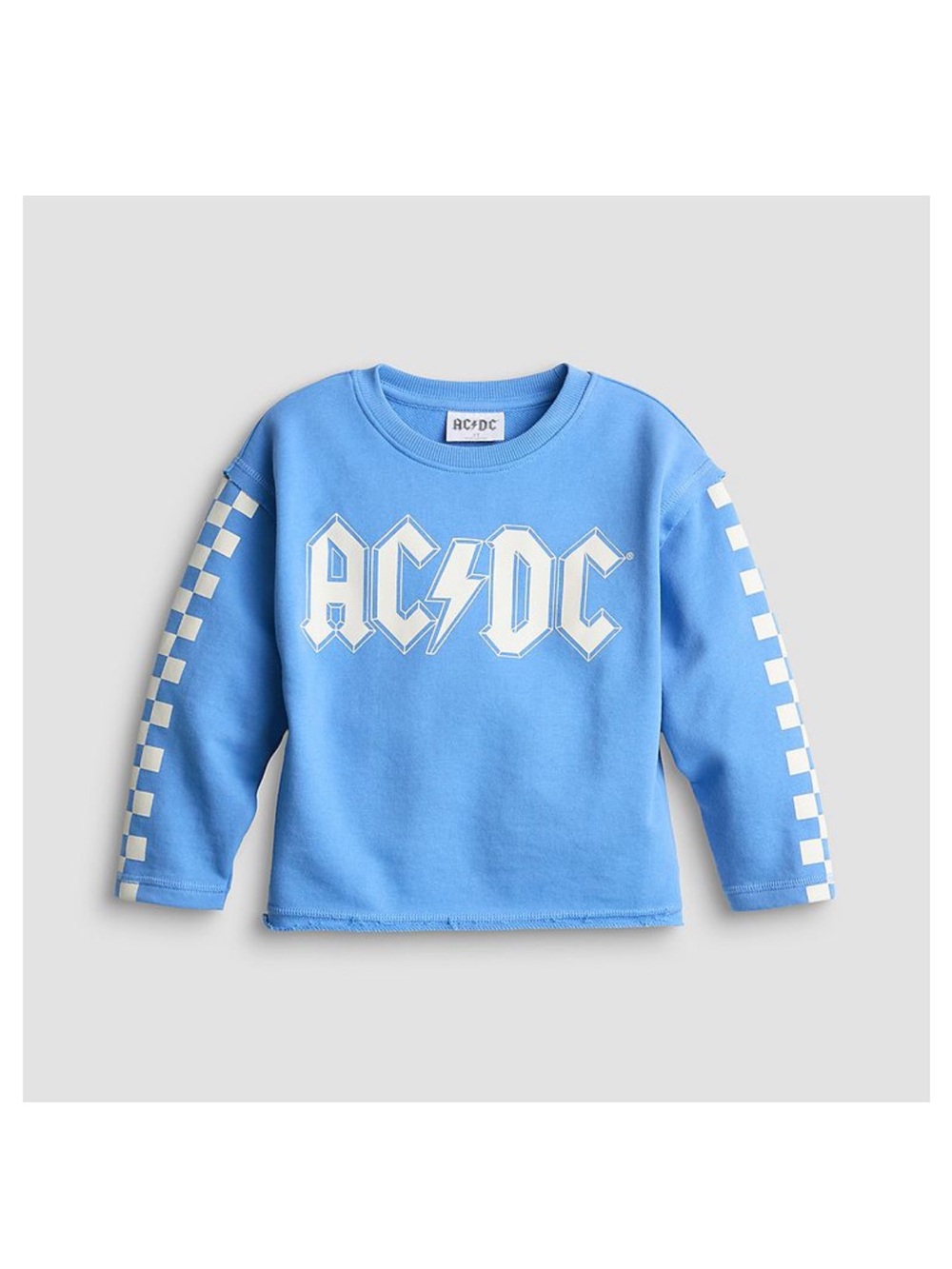 AC/DC Kids Light Blue Long Sleeve Sweatshirt with White Checker Sleeves size 3T